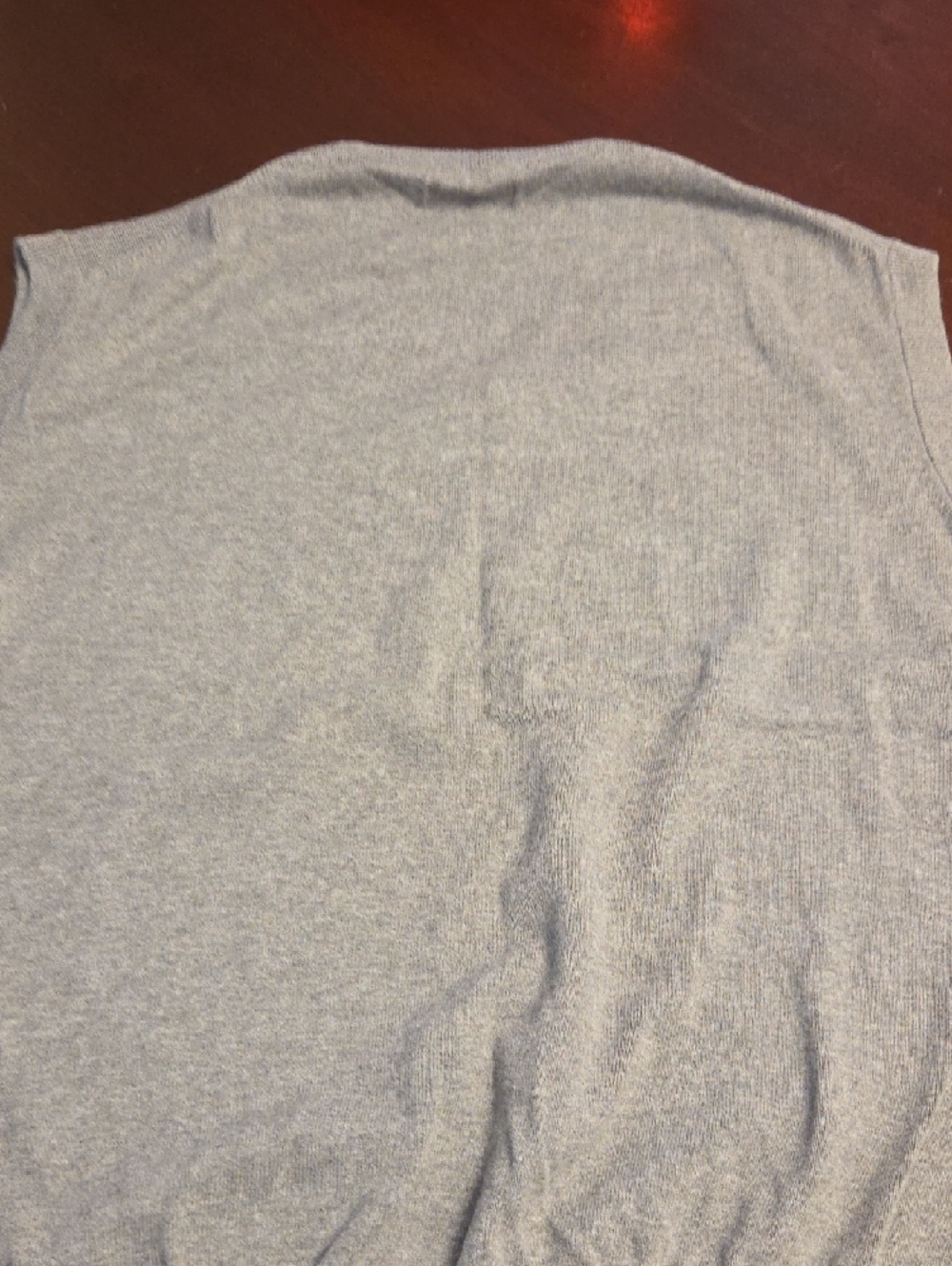 Chaps Men's V-Neck Sweater in Light Heather Gray with Navy Embroidery - Picture 3 of 4